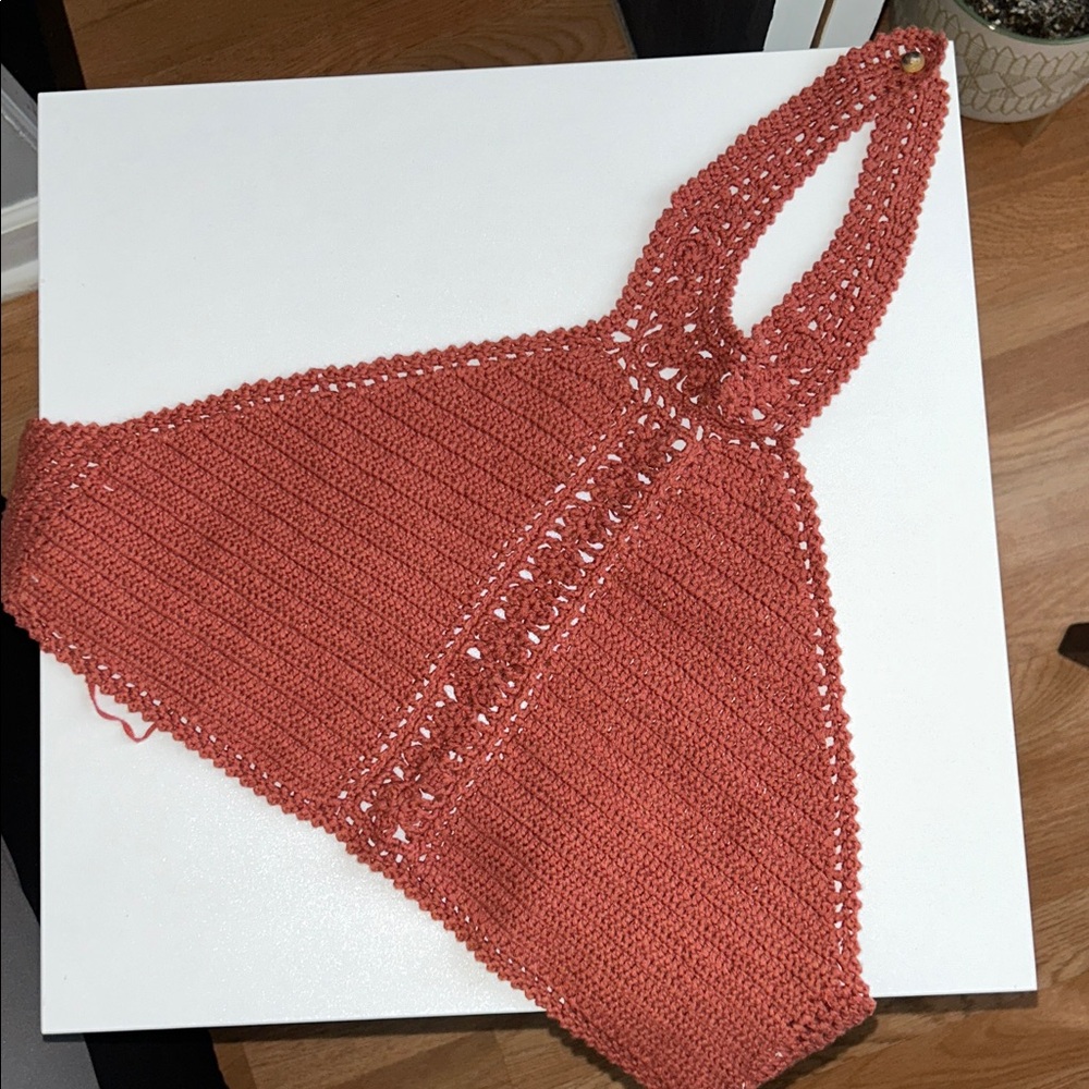 Cropped crochet halter top
